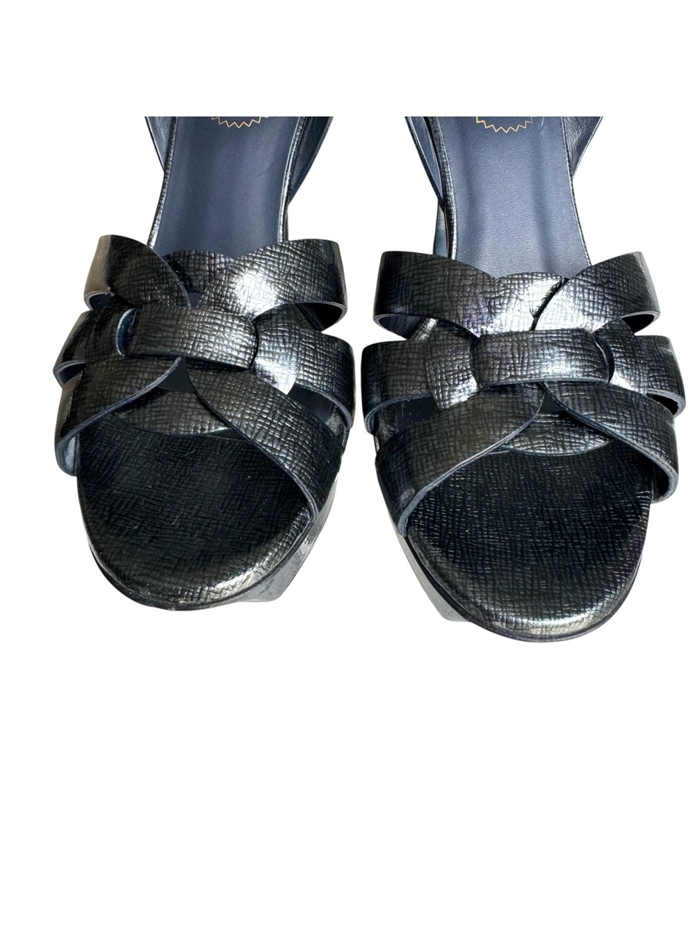 YSL Saint Laurent Tribute Patent Metallic Platform Sandals - Picture 12 of 16